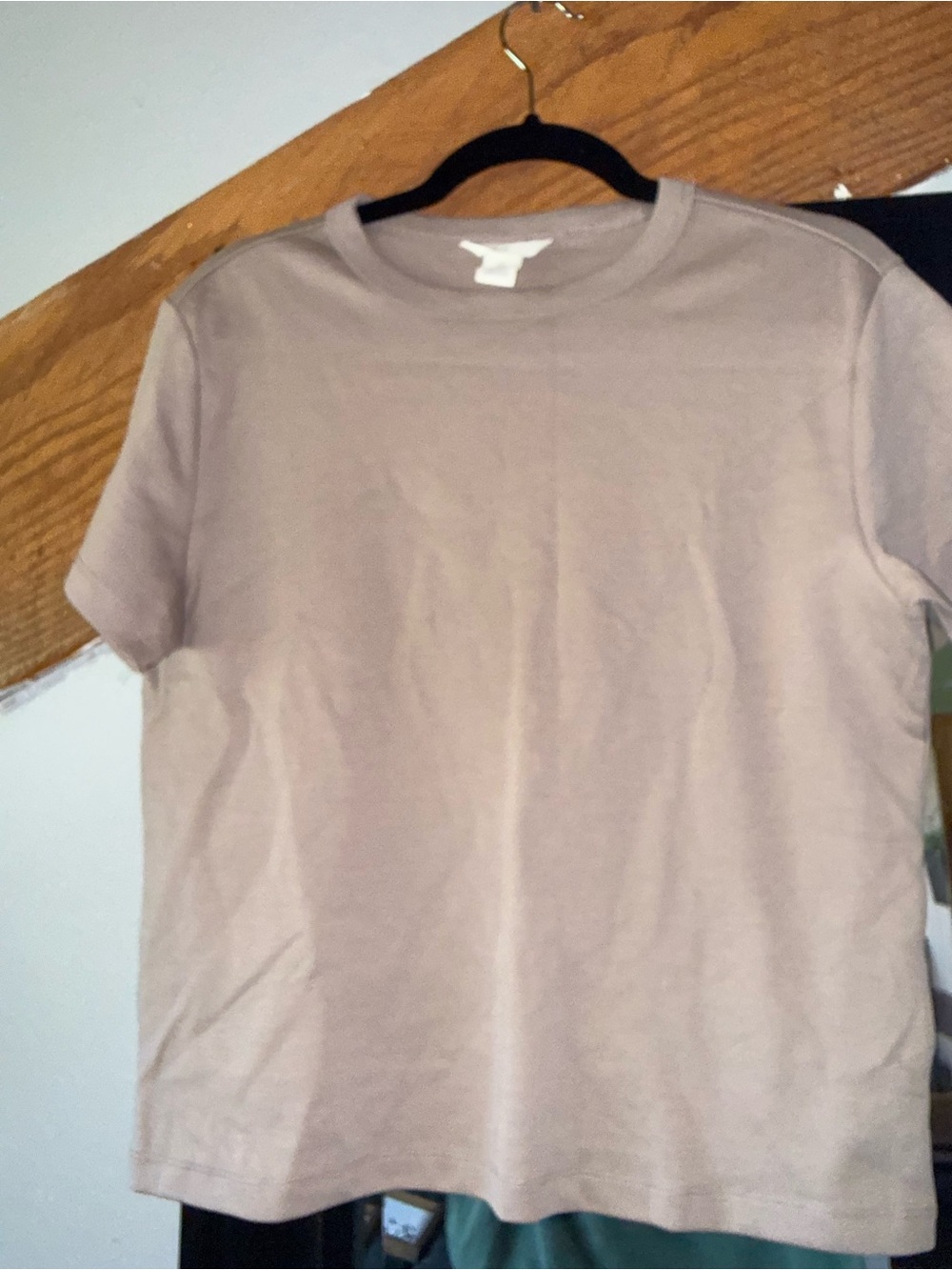 H&M Short Sleeve Crew Tee in Light Taupe